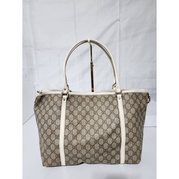 Authentic GUCCI GG Coated Canvas Joy Medium Tote Bag Beige/White - Picture 4 of 16